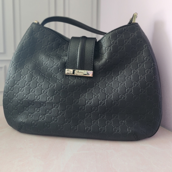 Gucci Guccissima Black Hobo Bag AUTHENTIC - Picture 1 of 16